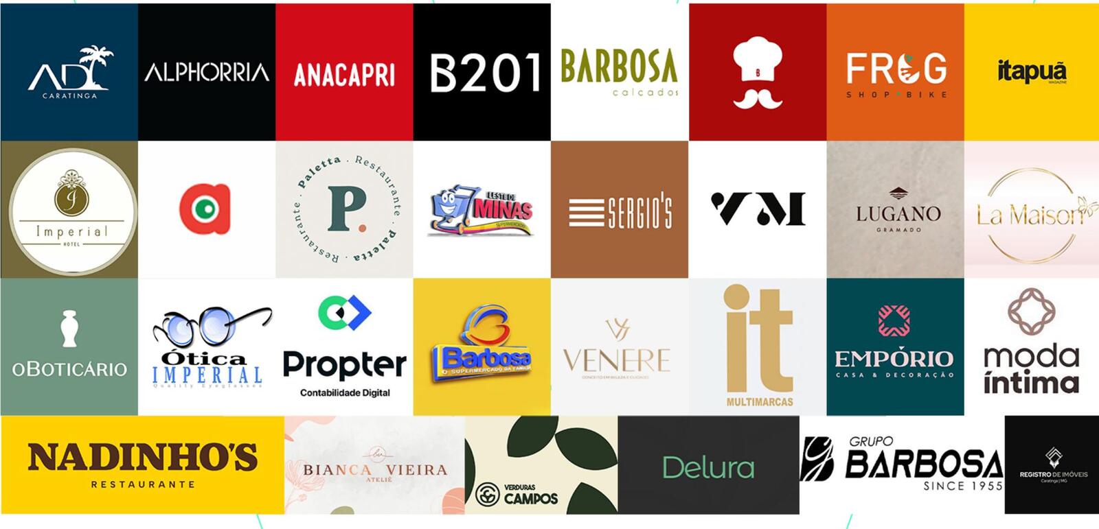 Logotipos de marcas atendidas pela Varejo de Jeito